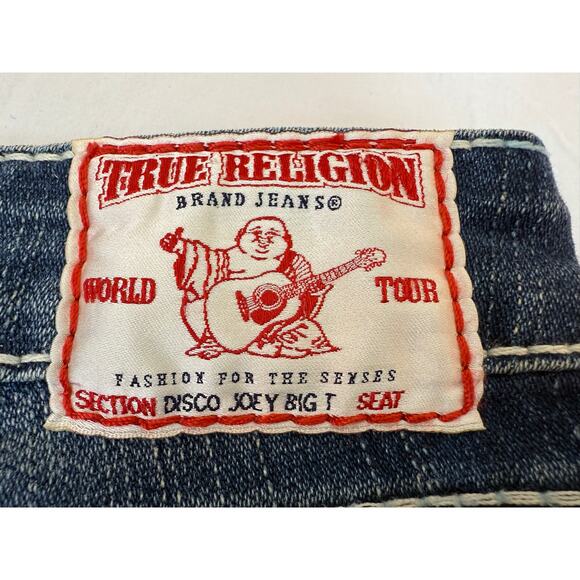 Y2K True Religion Rhinestone Big T Disco Joey Jeans – Size 26 – Flare Low Rise - Picture 12 of 15